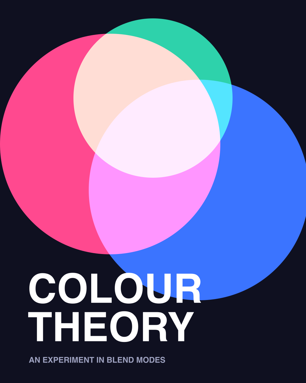 Colour Theory poster — three overlapping circles in screen blend mode