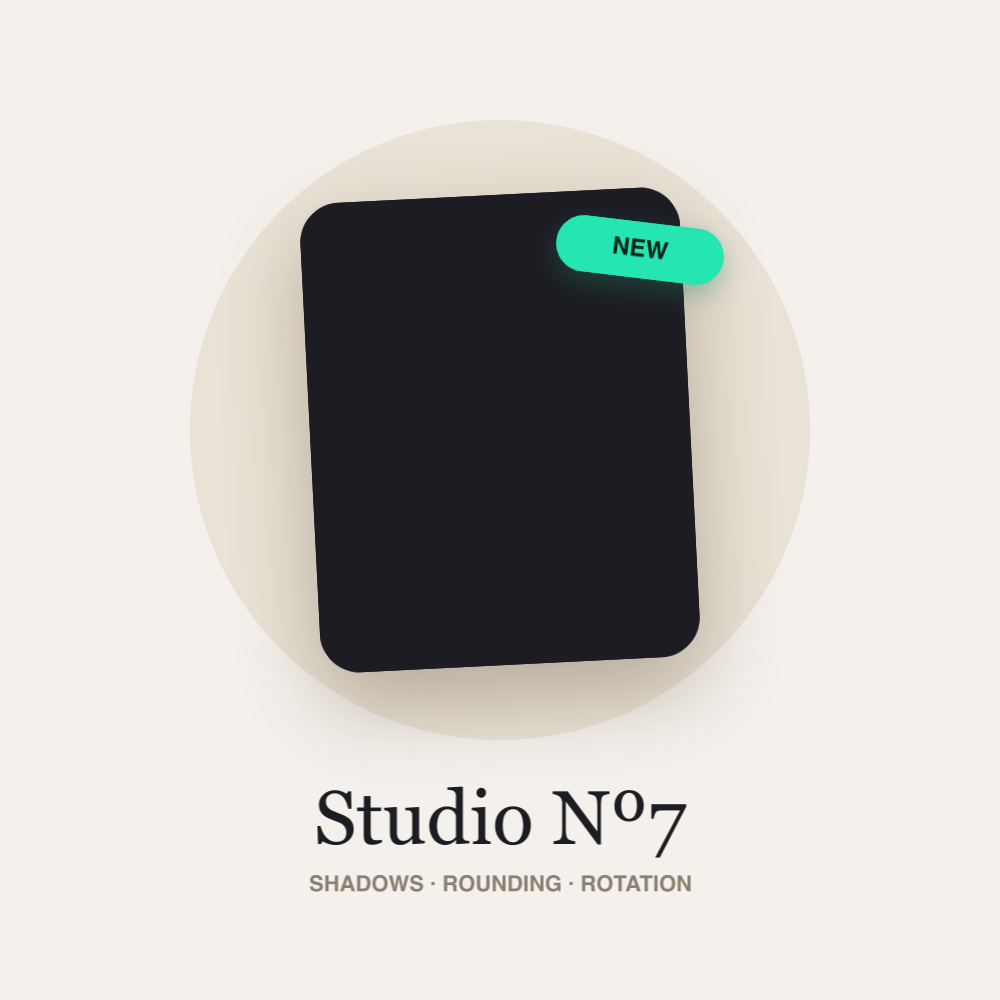 Studio No 7 product card with a long soft shadow